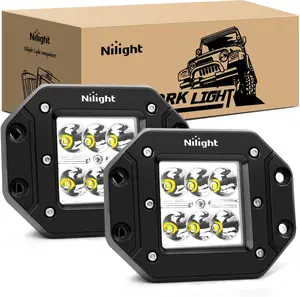 Nilight - NI23C-18W 2PCS 18W Spot LED Work Light Driving Lights Led Light Bar Off Road Led Lights Flush Mount for Jeep Truck Tacoma Bumper ATV UTV Car Vehicle