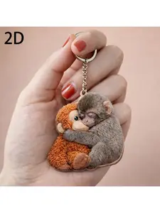 2D flat - Acrylic keychain, featuring a 2D plane design of a monkey, is a heartwarming gift for those who love animals. It adopts the monkey theme.