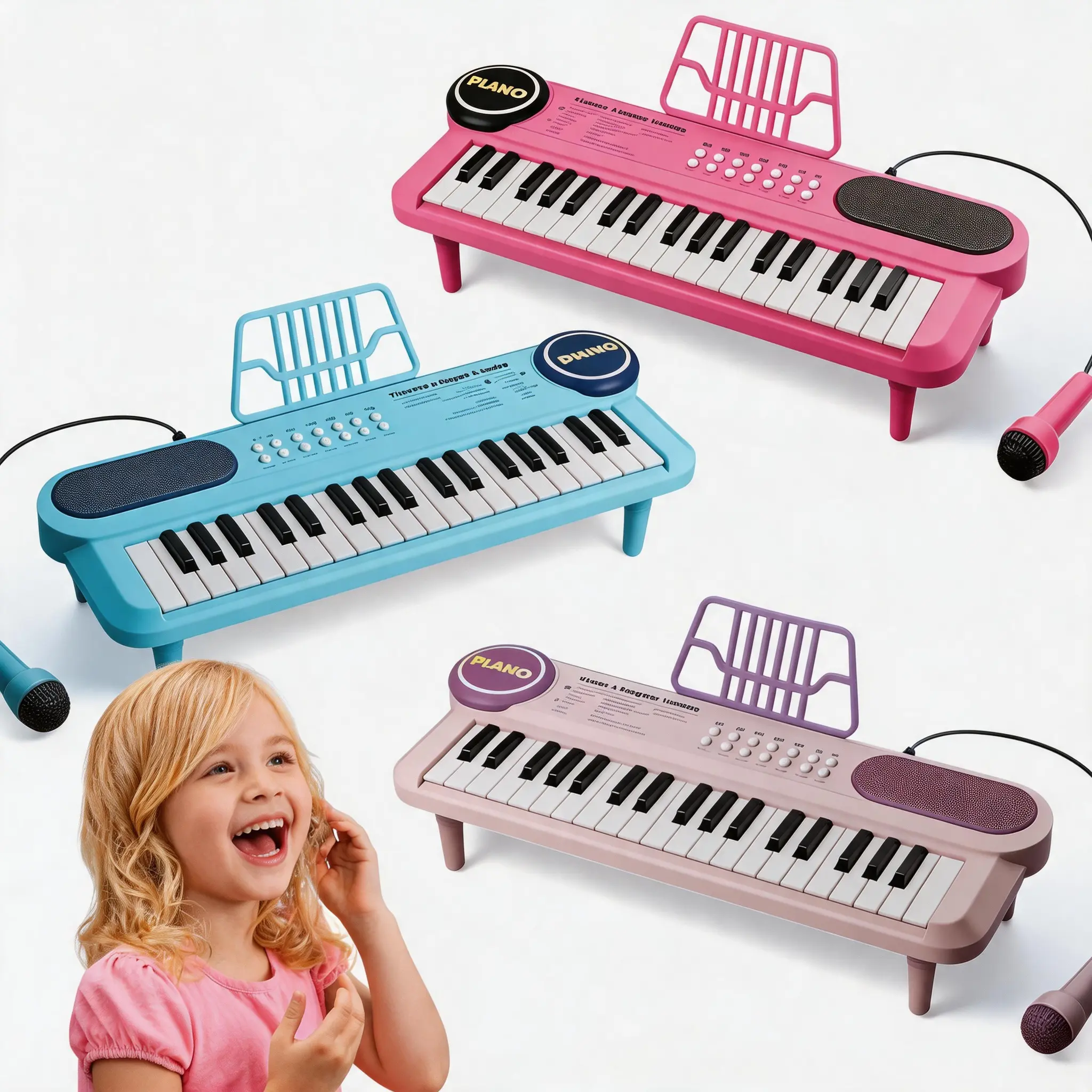 Baby Music Piano Keyboard Toys,37 Keys Musical Keyboard With Microphone Music Score Stand,Boost Kids and Toddlers Confidence,Early Educational Birthday Gift for Boys & Girls age 1+