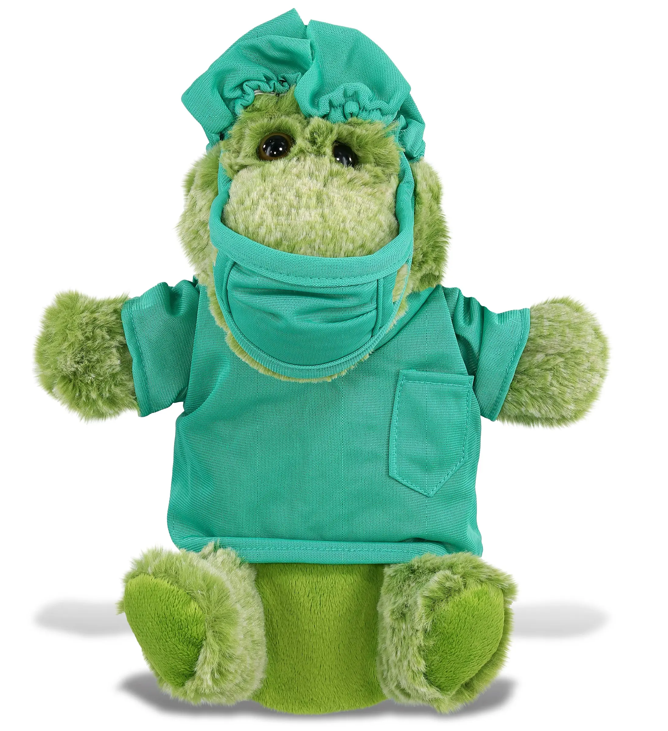 DOLLIBU Unisex Alligator Plush Hand Puppet - Super Soft Polyester Fabric, Cute Doctor's Uniform, 7.5lx4.5wx9h Inches, Medical Roleplay Toy, Inspires Respect for Professionals, Great Gift for Kids