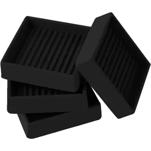 2x2 Square Rubber Furniture Caster Cups, Anti-Sliding Furniture Pads Bed Stopper Floor Protectors with Grip - Protect Any Flooring
