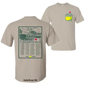 2025 Masters Golf Tournament Augusta National Clubhouse 91 Years (1934-2025) Champions Updated Rory McIlroy Unisex Cotton T-shirt for Men for Women