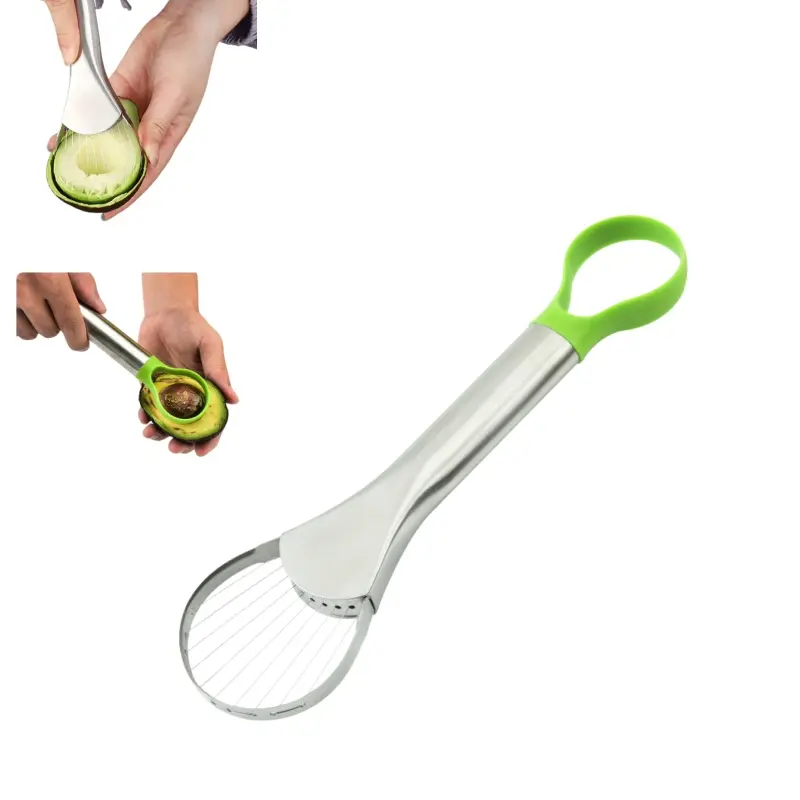 [Back to School]2 PCS Stainless Steel Avocado Slicer, Slicer Dicer Cutter, 1 Count Fruit Cutter, Fruit & Vegetable Cutting Tool, Durable Vegetable Slicer, Kitchen Gadgets, Household Kitchen Supplies, Kitchen Accessories-MM1
