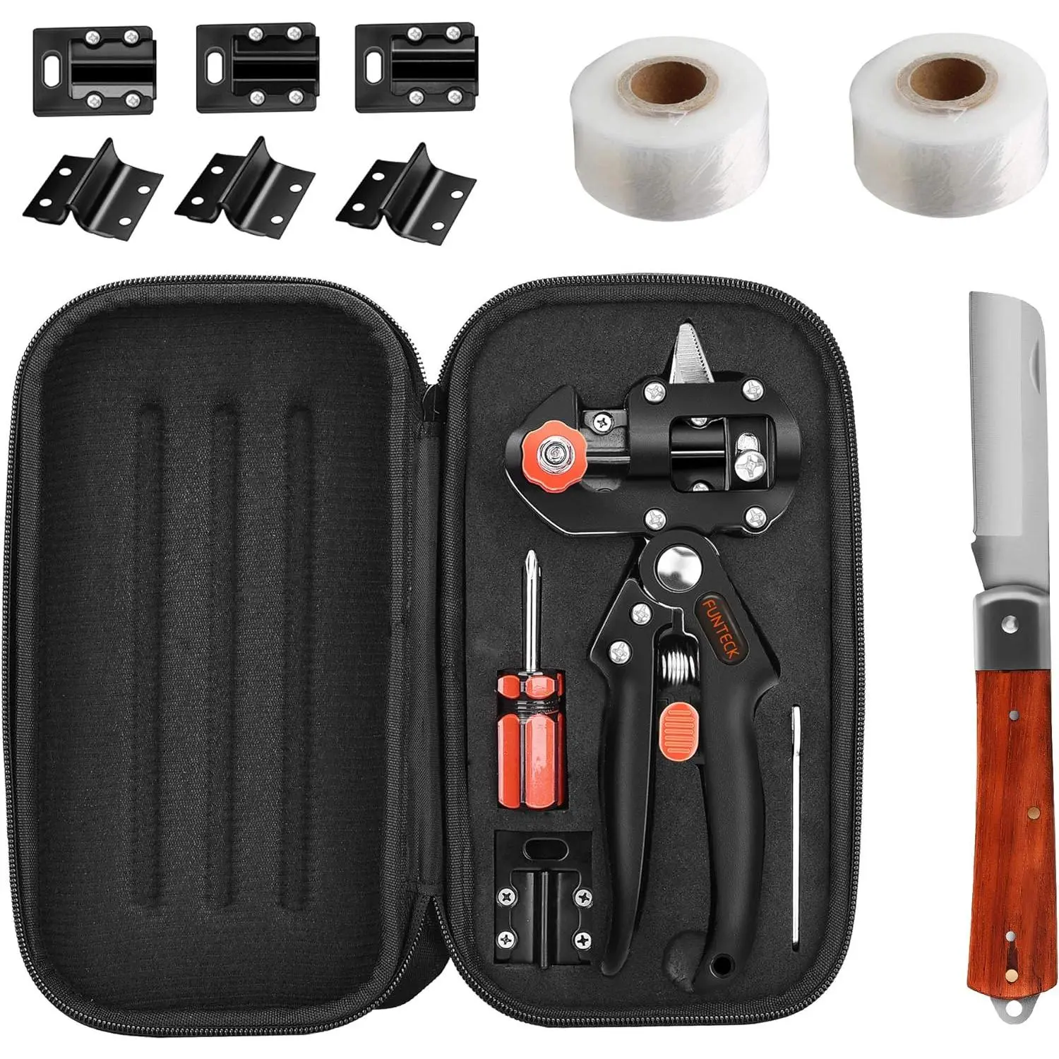 2-in-1 Grafting Tools Pruner Kit, V-Graft Omega-Graft and U-Graft, Perfect for Fruit Tree Grafting, Including Grafting Tapes, Grafting Knife & Replacement Blades