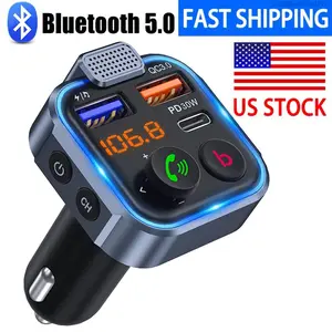car transmitter with ambient light, Bluetooth hands-free car player, wireless Bluetooth car charger with dual ports, suitable for GiftCC29HandyToolPro
