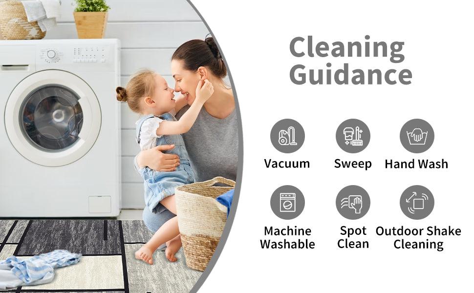 【GARVEE】Washable Rugs - Modern Geometric Non-Slip Area Rugs in Various Sizes (9x12, 8x10, 5x7, 4x6, 2x6) - Soft & Stain Resistant in Grey, Blue/Taupe