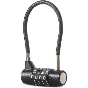 Combination Lock Cable Lock with 4 Digits Cabinet Lock with 7" Cable Length Durable Cable Ideal for lockers, Gym, Toolbox, Case Small Size Short Cable (7")