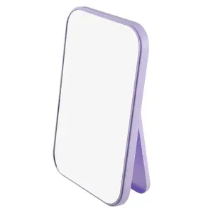 Unique Bargains Desktop Foldable Makeup Mirror, Dressing Desk Bedroom HD Square Travel Portable Mirror for Women and Girls, Purple, 8"x6"