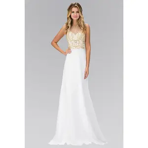 Jewel and Bead Embellished Long Dress with Back Cut Out