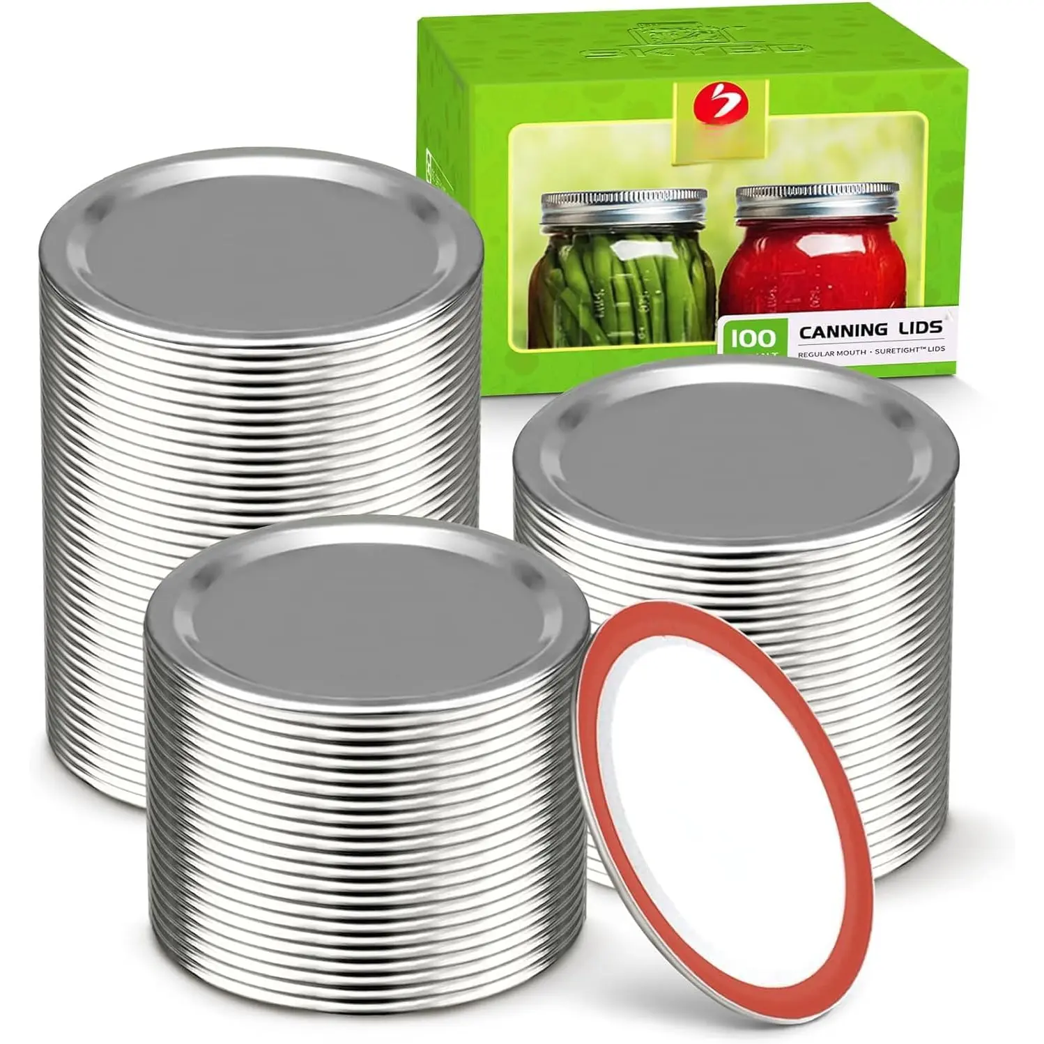 100-Count Disposable Durable Split-Type Synthetic Canning Lids - 70mm Airtight Regular Mouth Lids, Fits Ball and Kerr Mason Jars, High-Grade Kitchen Utensil