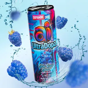 Ai UltraDopa Blue Rasp Blast - Zero Sugar Zero Calorie Zero Carb Energy Drink - 225mg Caffeine + Brain Focus Blend for Increased Energy and Alertness, 12 Cans