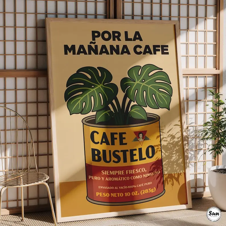 Bustelo Coffee Art, Bustelo Coffee Print, Por La Manana Cafe, Cafe Bustelo, Spanish Coffee, Cafe Bustelo Art