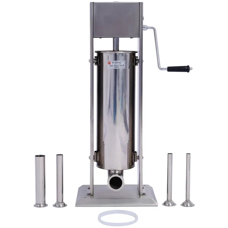 Stainless Steel Commercial Sausage Stuffer,Dual Speed Vertical Sausage Maker 7LB/3, Meat Filler with 4 Stuffing Tubes Kitchen Machine