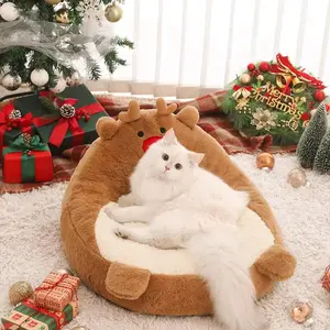 Cute Reindeer Design Pet Bed, Soft & Comfortable Pet Mat, Warm Pet Bed for Small Medium Large Dogs & Cats, Pet Supplies