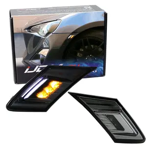 iJDMTOY JDM Smoked Lens White/Amber Dual Color LED Front Sidemarkers For 2013-16 Scion FR-S, 2013-21 Subaru BRZ, 2017-21 Toyota 86 (Parking: White LED, Turn Signal: Amber LED)