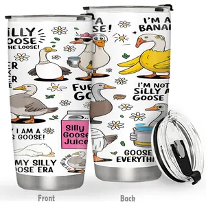 1 Pack 20oz (590ml) Stainless Steel Insulated Tumbler with Lid, Portable Travel Coffee Cup, Elegant Goose Themed Design, Ideal for Winter Holidays, Birthday & Anniversary Celebration Gifts