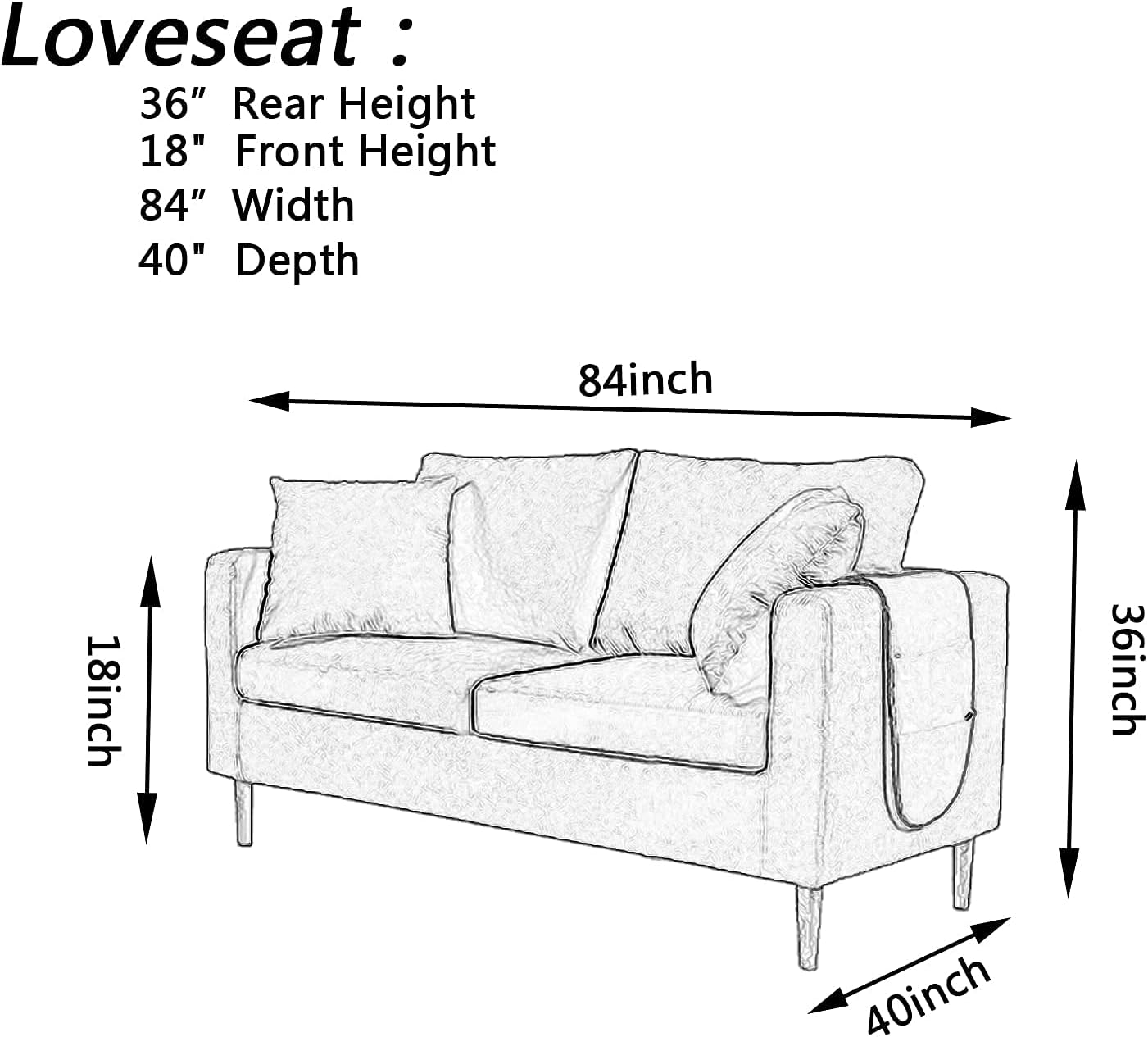 Swanna Waterproof Clear Plastic Thicker 36”RH x 18" FH x 84”W x 40" D, Loveseat Sofa/Couch Cover - Vinyl Shield Sofa Slipover Furniture Protection for Moving (Loveseat -1 Pack)