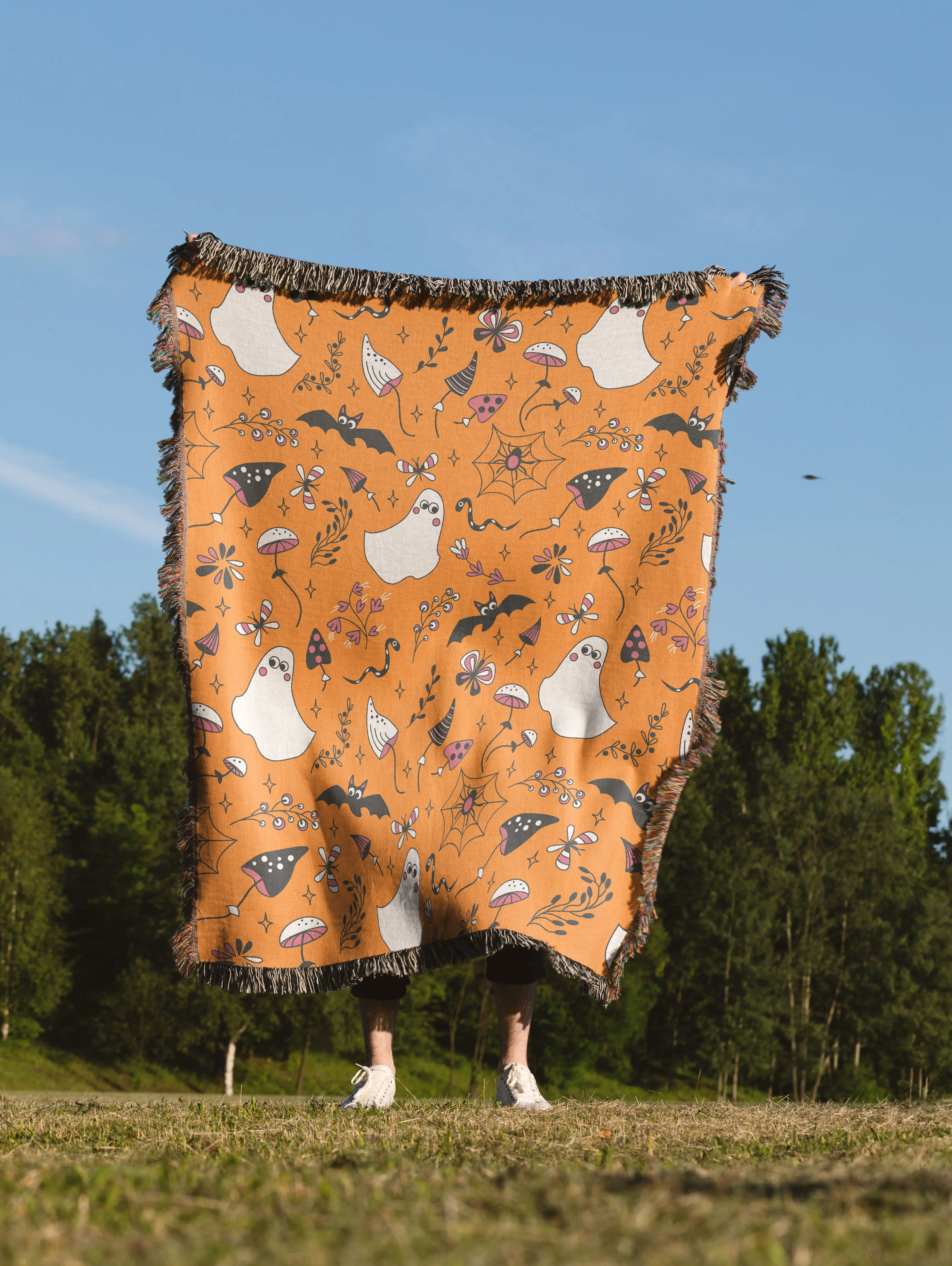 Halloween Woven Blanket, Mushroom Wall Hanging, Heirloom Tapestry Throw Picnic Blanket, Couch Dopamine Decor, Cozy Gamer Gift (Copy) (Copy)
