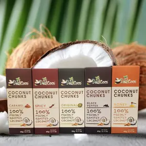 Delicoco Coconut Chunks 60g/2.11oz, 100% freshly roasted coconut Snack