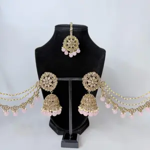 Bollywood Polki Sahara Jhumka with Tikka Set for Festive Wear