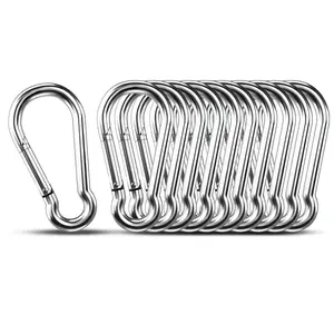 10 Pack Small Carabiner Clip Hooks 1.57 Inch, Heavy Duty 304 Stainless Steel Spring Snap Hooks for Camping Hiking, Keychains, Keys, Rope, Chains and Outdoor Gear, Durable Metal Clips Multipurpose Use