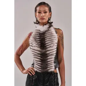 I'M MY OWN SPIRIT ANIMAL MOCK NECK FUR TOP