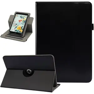Universal 10 10.1 11 Inch Tablet Case,  360  Rotating Multi-Angle Viewing Stand PU Leather Case for 9.6-11 Inch Android Tablet, Black