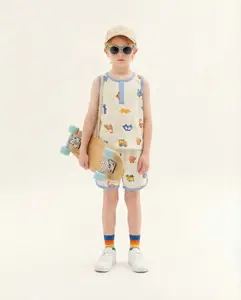 Kids Summer Matching Set – Lightweight Tank Top & Shorts Outfit, Soft Breathable Fabric, Cute Printed 2-Piece Set for Boys & Girls