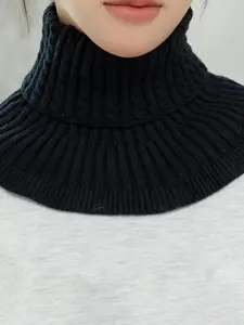 Women's Solid Color Turtle Neck Knit Fluffy Soft Scarf, Casual Braided Warm Thickened High Neck Scarf for Fall & Winter, Fashion Accessories for Women & Girls