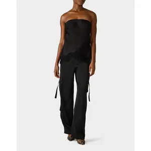 Betsey Johnson SILK UTILITY PANTS BLACK