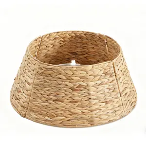 36inch & 42inch Christmas Tree Collars for 8-12ft Trees, Natural Woven Hyacinth Rattan Collar w/Cord Access & Easy Lock