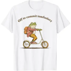 Frog Toad Cottagecore Off to Commit Tomfoolery T-Shirt