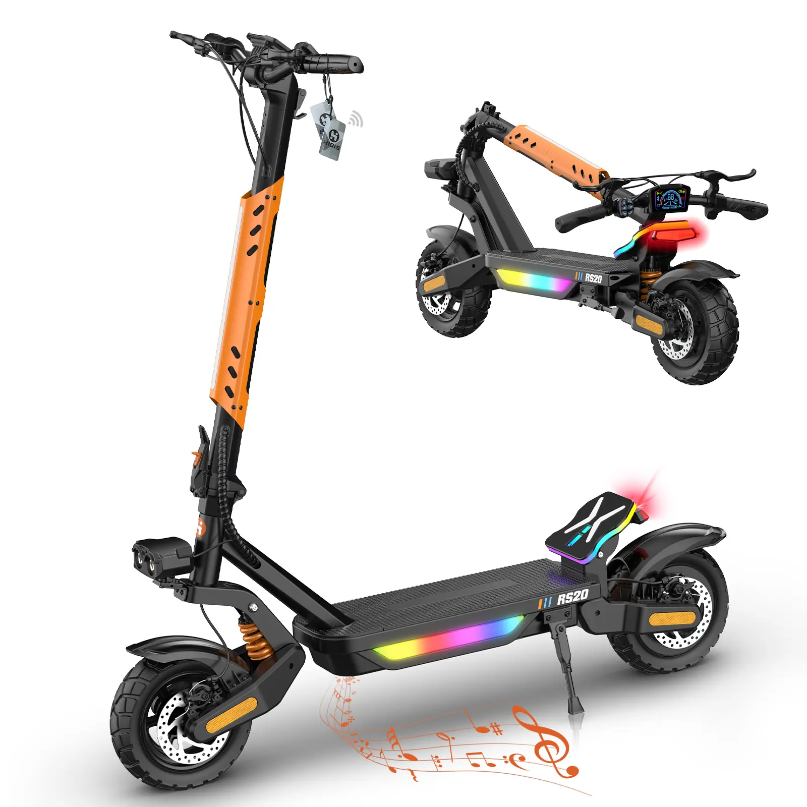 Unisex Adult Foldable Off-Road Electric Scooter (Foldable Ebike Alternative) - 1200W Peak Motor, 10" Tires, 34 MPH Max Speed, 35 Mi Range, 48V 15AH Battery, 200+ lb Heavy-Duty Capacity for Off-Road Ride & Outdoor Sports
