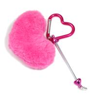 ZK572012  Heart pom-pom keychain  rose red/5pcs