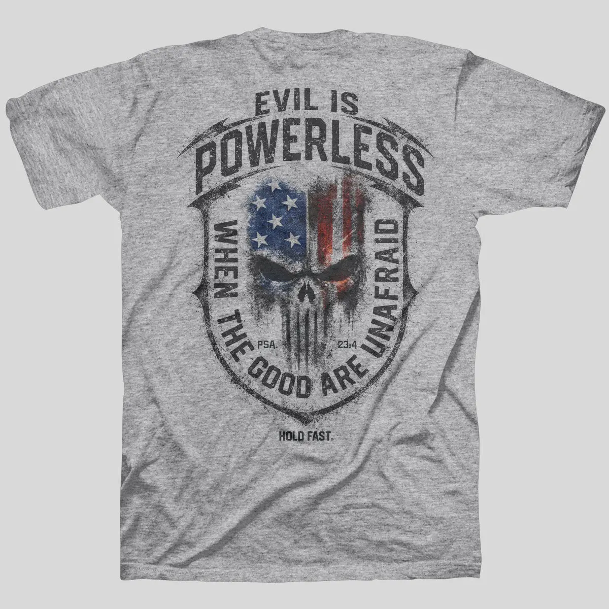 HOLD FAST Men's Classic Cotton Short-Sleeve T-Shirt - Evil Is Powerless, Sport-Friendly, Versatile Layering Top