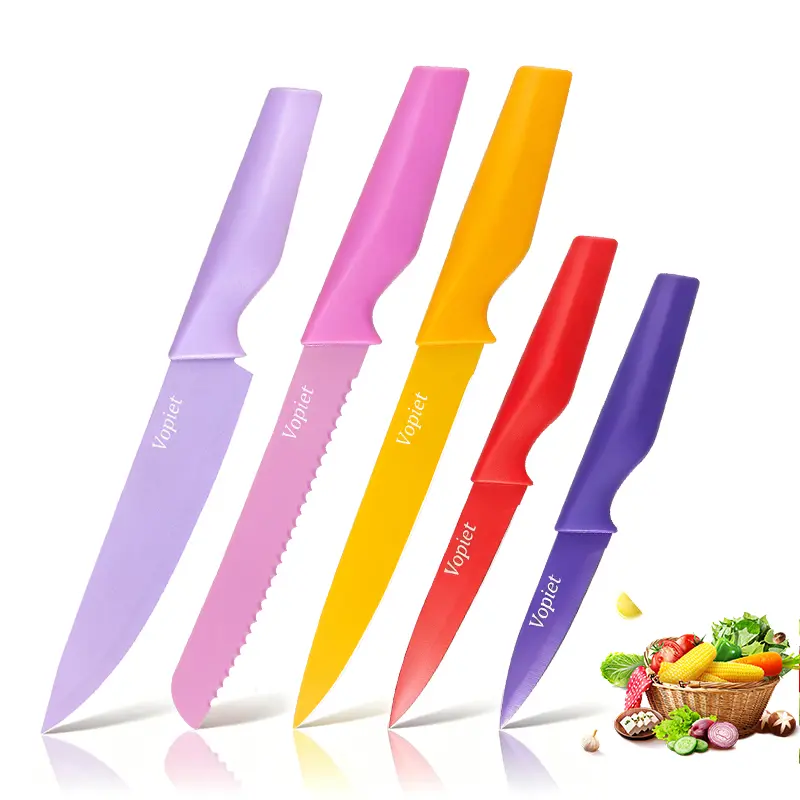 5-Piece Kitchen Knife Set with Block, Includes Meat Cleaver, Chef Knife, Bread Knife & Paring Fruit Knife, Sharp Stainless Steel Cutlery, Modern Kitchen Cooking Utensils, Perfect New Year Gift for Home Cooks