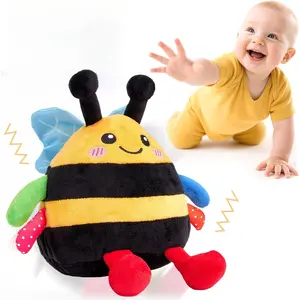 Baby Toy for 6 + 12 18 Months – Crawling Musical Dancing Bouncing Learning Bee Plush, Interactive Tummy Time Toy for 1 2 3 Year Old Boys Girls