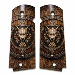1911 Full Size Panels – Black ABS Custom Panel Set with Viking Wolf Shield Printed Artwork