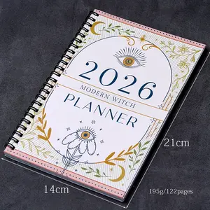 2026 Modern Witch Spiral Bound Notepad Planner Notebook Witchy Journal & Grimoire Pages Moon Manifestation Tarot Journal Moon Phases 122 Pages Daily Spiritual Planner Tarot Journal & Spread Reference Sabbat Activity Tracker Manifestation Workbook