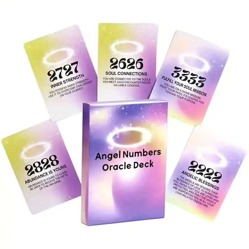 Angel Numbers Oracle Card, 40pcs/box Angel Numbers Message Card, Casual Party Desktop Card Game, Themed Card Game, Party Game Supplies, Deck of Cards, Cards Games
