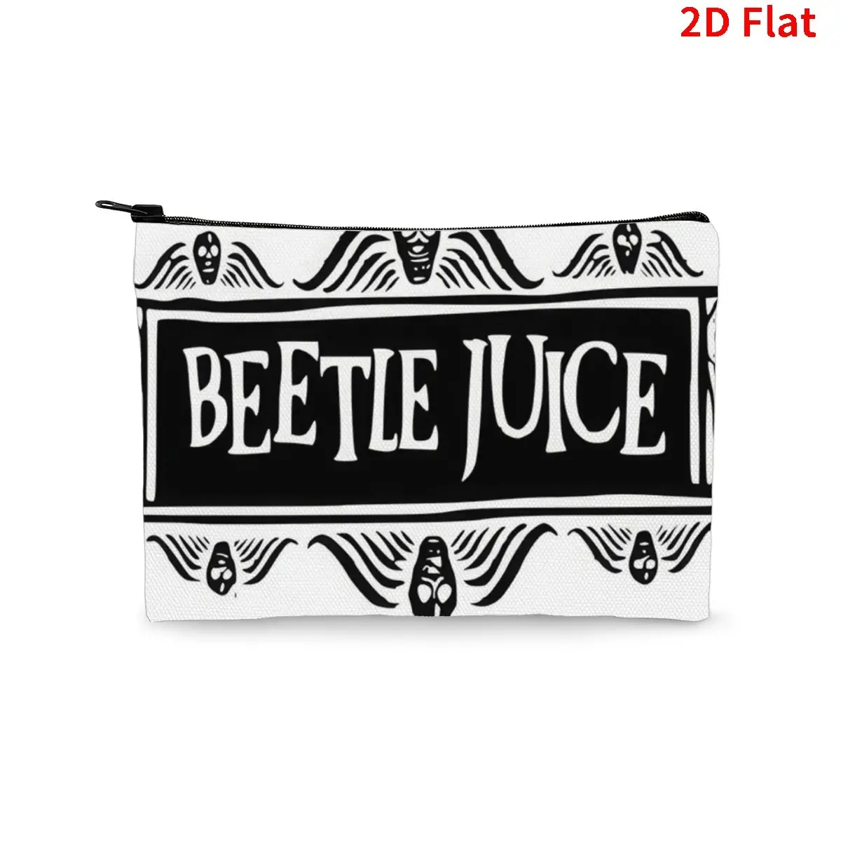 Beetlejuice Inspired Cosmetic Bag - Vintage Movie Graphic Makeup Pouch with Zipper, Stylish Black and White Travel Toiletry Bag for Fans, Perfect for Organizing Makeup, Skincare, & Small Essential