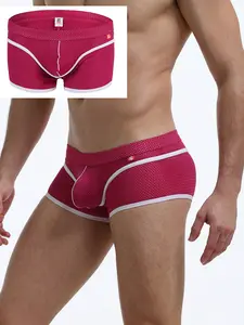 1 Pc Men's Fashion Boxers Breathable Mesh Design Soft Fabric Casual & Sports Workout Underwear Fit Underwear