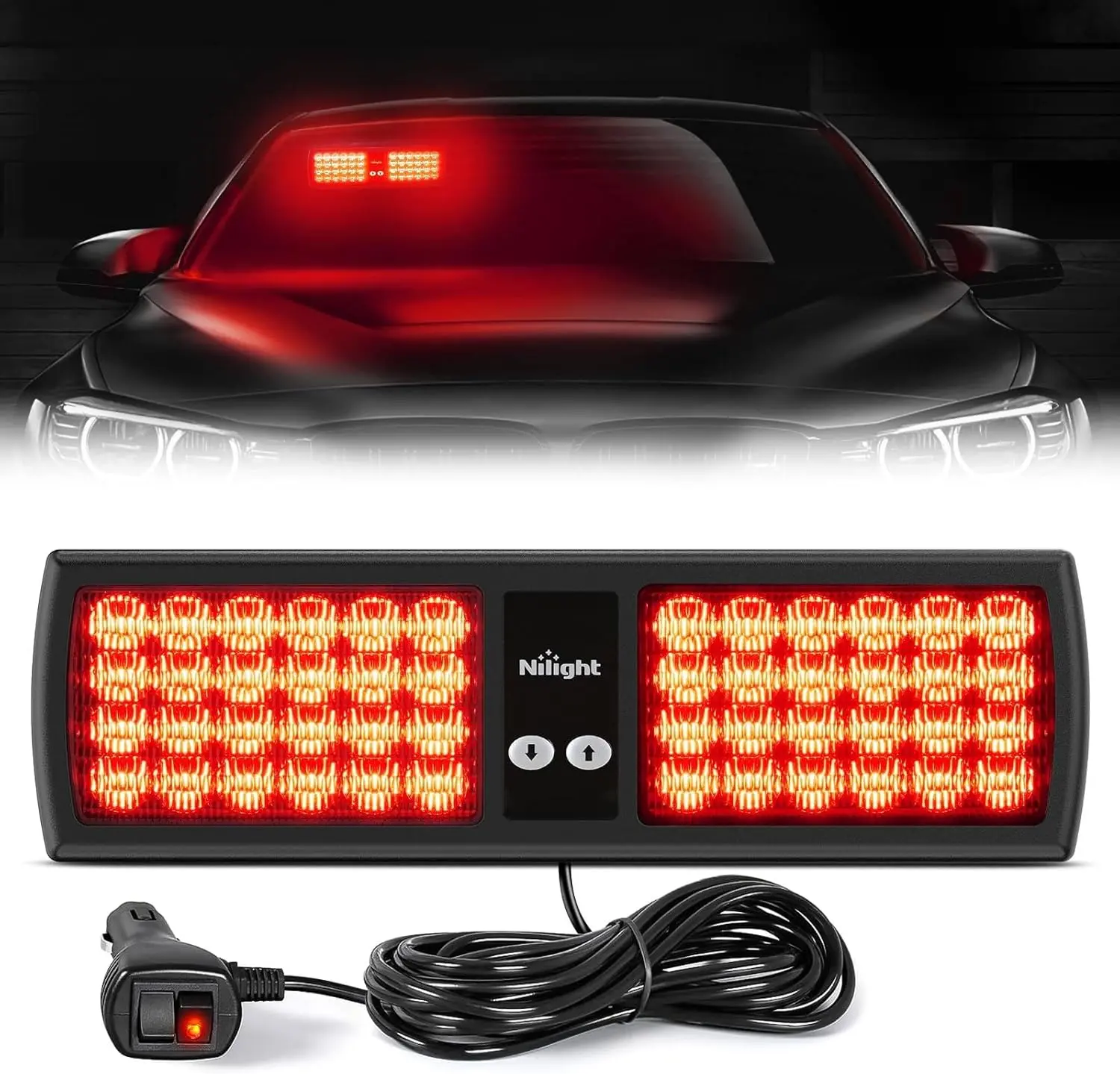 Nilight 48LED Flexible Windshield Visor Interior Lights - Super Bright Car & Motorcycle Light Bars with Illumination Backlights, Flexible Windshield Light