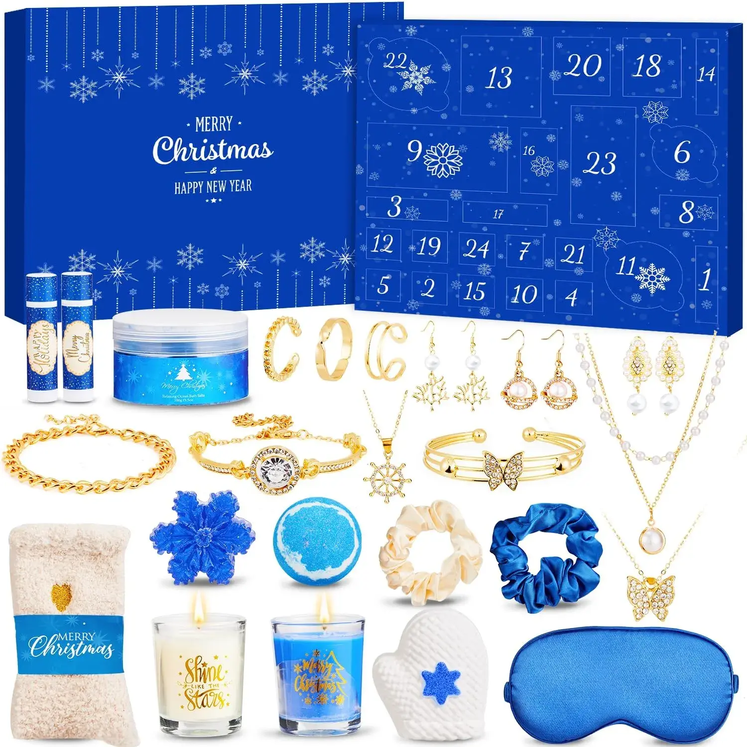 Advent Calendar 2025 Adult Women, 24 Day Christmas Countdown Calendar with Bath Comb Salt Self Care Christmas Gifts for Mom Wife Coworker
