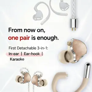Sunshot detachable in-ear karaoke earhook three-in-one headphones for commuting, outdoor sports, live streaming, singing, and comes with a sound card