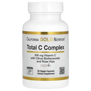 California Gold Nutrition Total C Complex with Ascorbic Acid, Amla Extract, Citrus Bioflavonoids & Rose Hip Extract, 500 mg, 60 Veggie Capsules