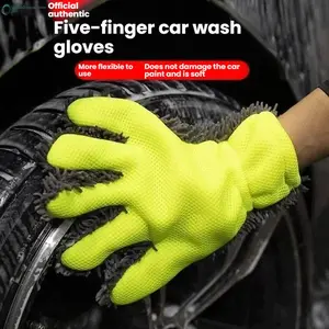 JOYTUTUS Premium 5-Finger Car Washing Gloves - Soft Microfiber Mitts for Effective Cleaning & Drying of Cars & Motorcycles