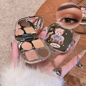 4-Color light and shadow bear eye eyeshadow disc Shimmering Eyeshadow Palette