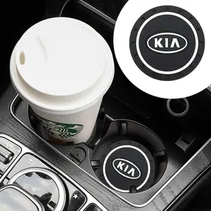2Pcs Car Cup Holder Coasters for KIA Anti Slip Silicone Mats with Logo Waterproof Shockproof Car Interior Accessories