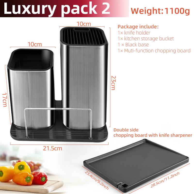 Universal Knife Block Holder, Stainless Steel Knife Stand Without Knives, Safe Space Saver Stable Knife Storage with Scissors Slot, Detachable for Easy Cleaning, Kitchen Organizer, Silver